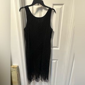 Black, Lace fringe dress
